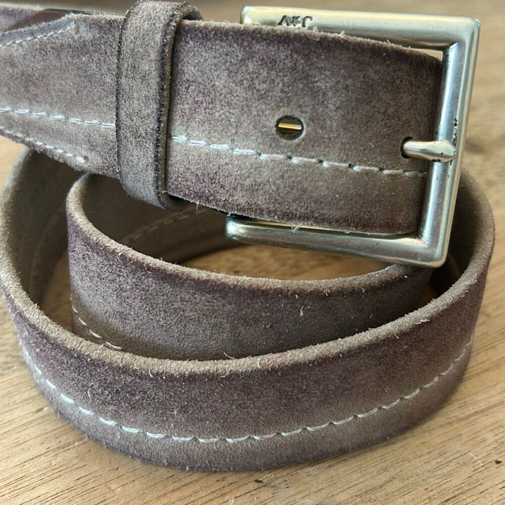 John Varvatos rustic suede men's belt size 42 beige brown